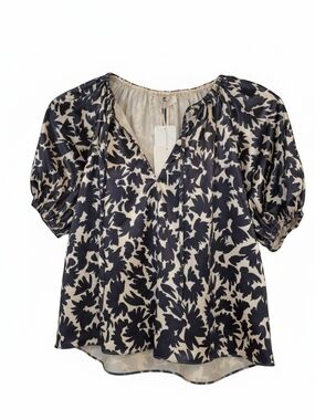 Ulla Johnson Neema Raven Tie Neck Satin Top